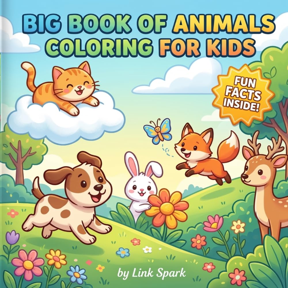 Big Book Of Animals Coloring for Kids: Fun and Easy Animal Coloring Pages with Interesting Facts for Children Ages 4–8