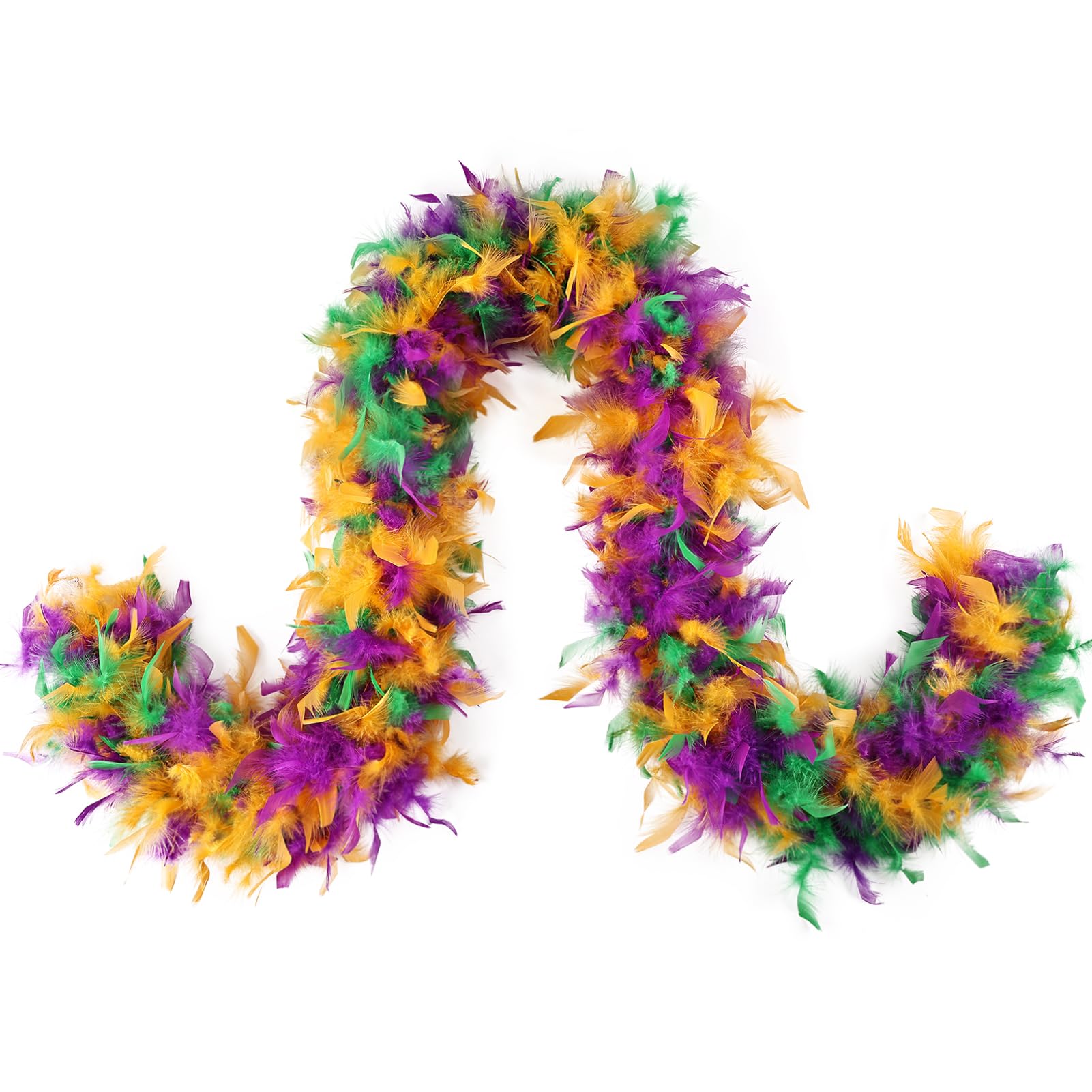 MAOFENG Chandelle Turkey Feather Boa 2 Yards 80g for Halloween Dancing Wedding Party DIY Craft Costume Decoration Feather Boa,Mardi Gras — image 1