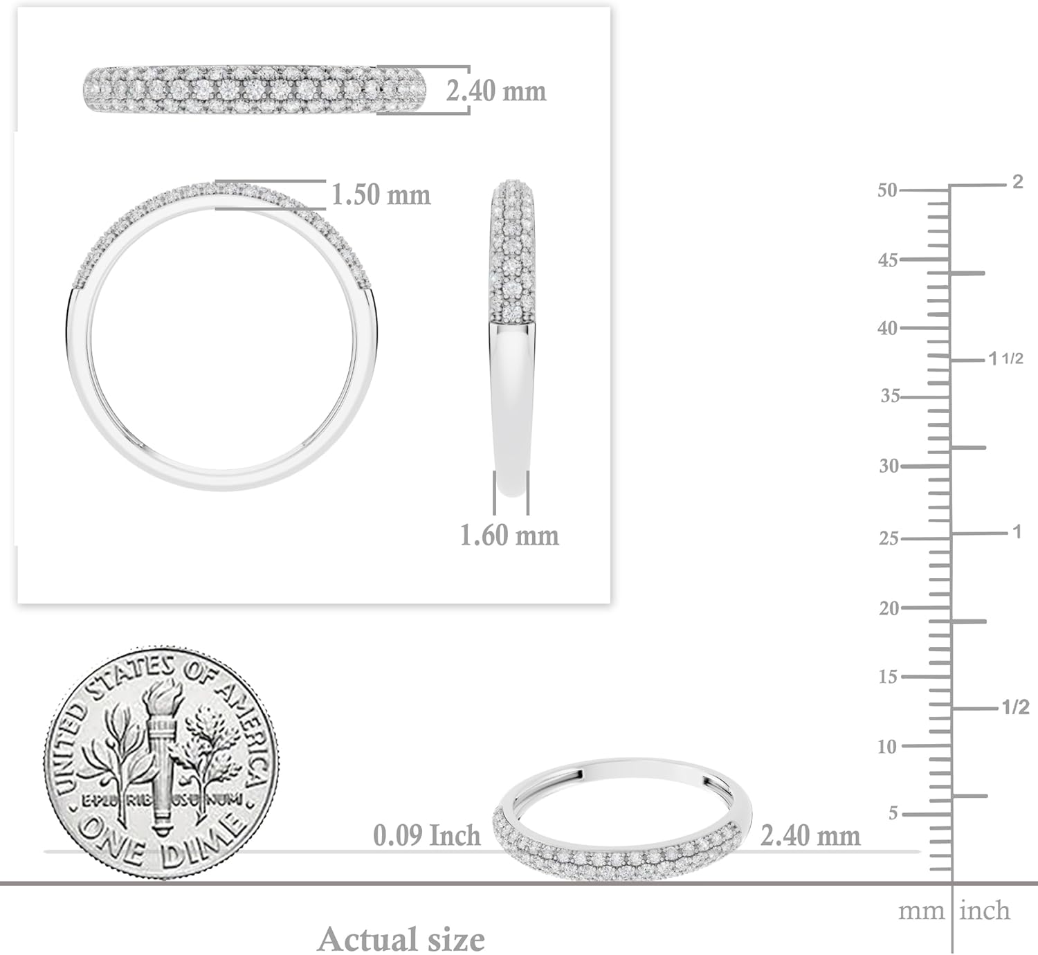 Dazzlingrock Collection Round Natural Diamonds Stackable Wedding Band for Women in 18K Real Solid Gold - Image 5