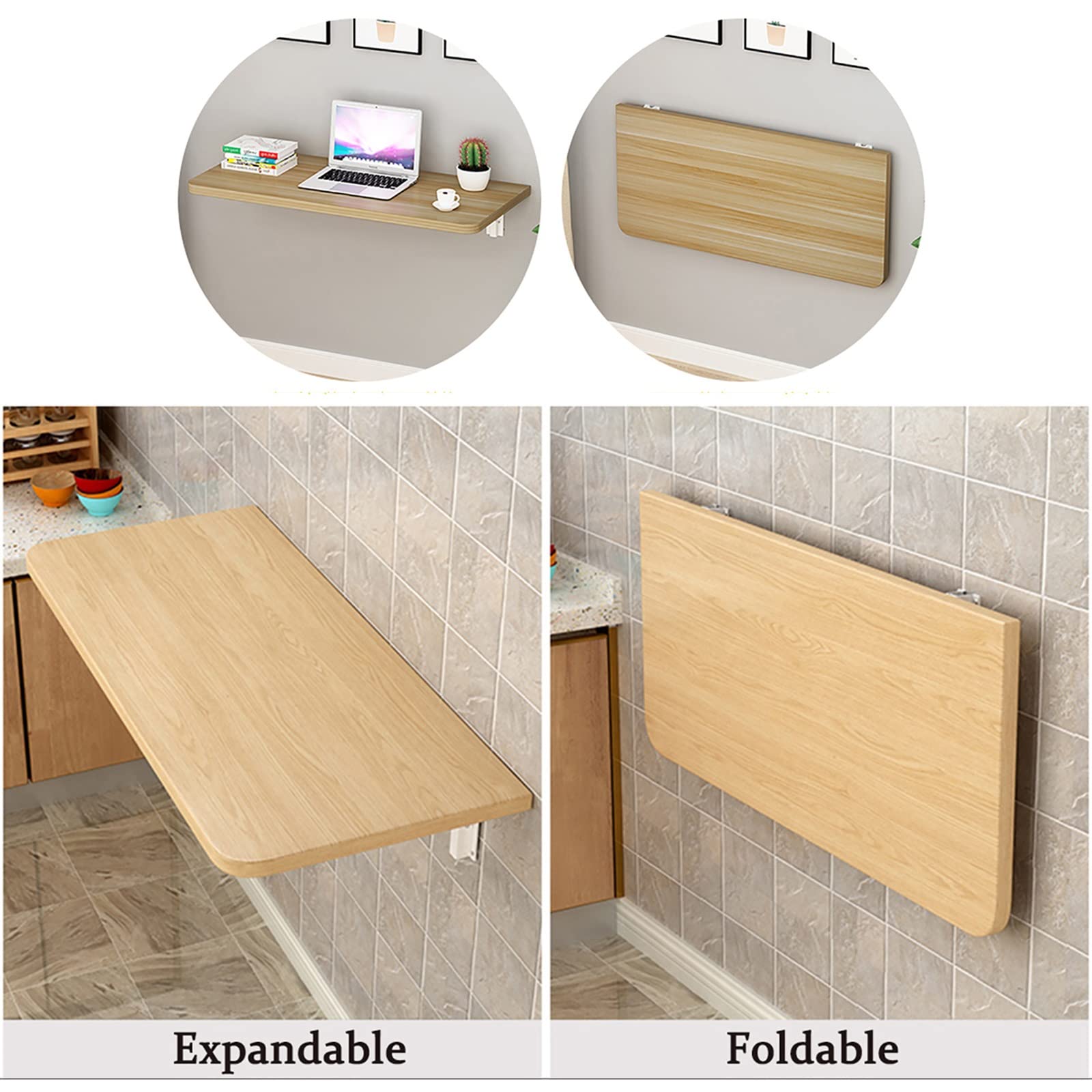 Wit wandgemonteerd bureau Opklapbare wandtafel Computerwerkstation Opvouwbare werkbank Ontbijtbartafel, voor thuiskantoor/keuken/wasruimte/garage/kelderbar, kleine ruimtes Plank