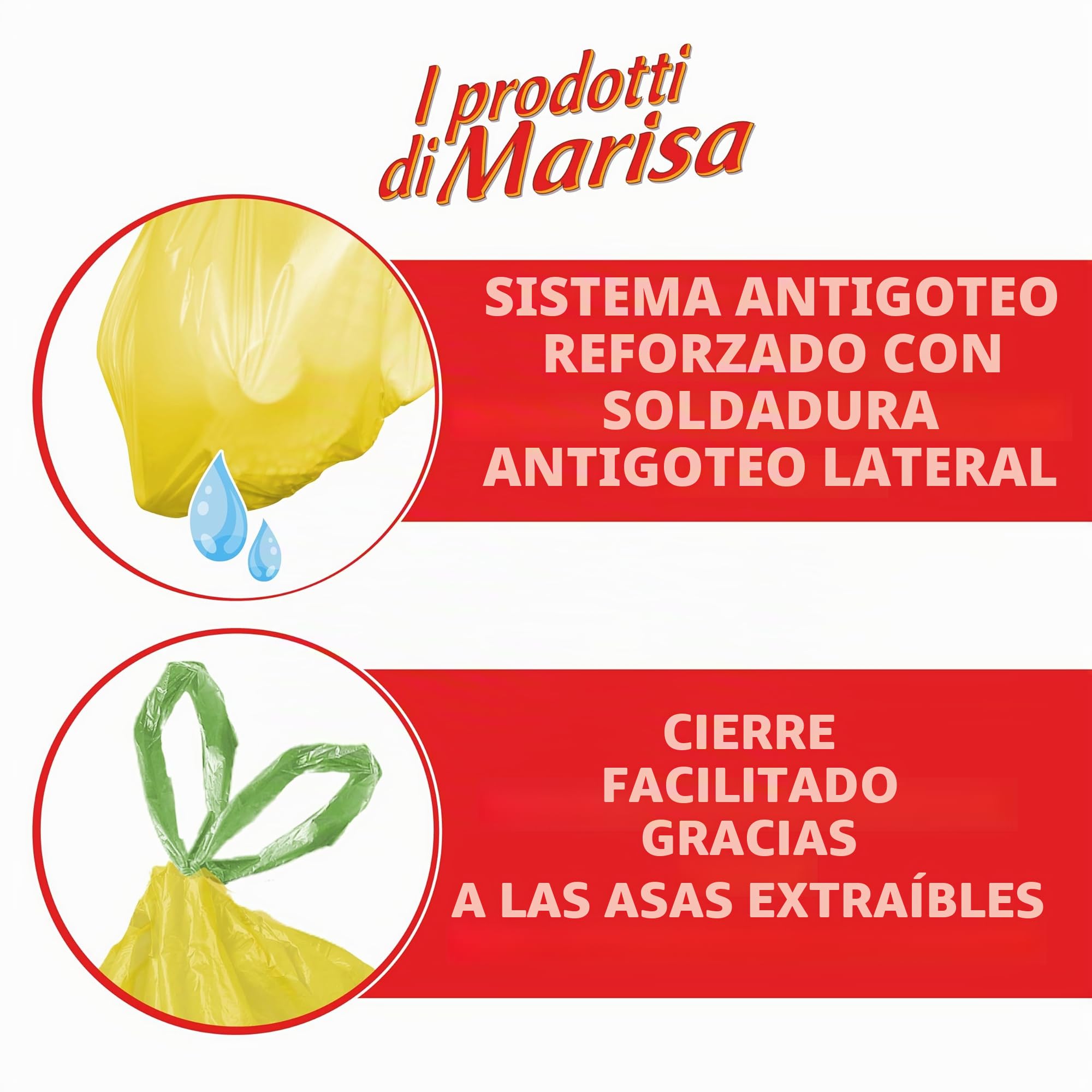 CSC - Bolsas de basura de 40 l con asa, 360 unidades, 55 x 65 cm, para cubos de basura de cocina, bolsas de basura para recogida separada, resistentes a desgarros y a prueba de líquidos, 24 rollos
