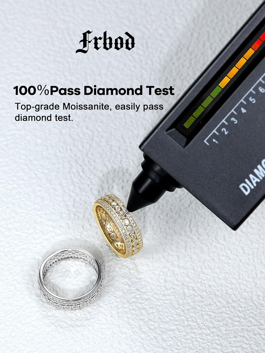 Chunky Moissanite Wedding Band for Men Women, D Color 1.02-4.8 Carat, Princess/Round Cut Bezel Set Eternity Rings in Sterling Silver, 14K Gold Plated Christmas Valentines Day Jewelry, Size 4-1