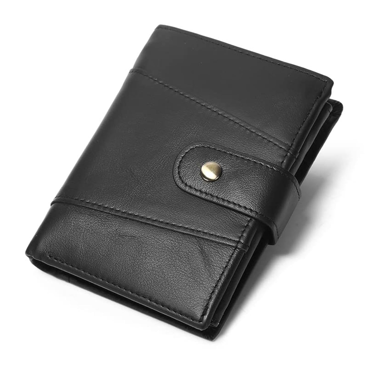 East Rain Business Minimalist Splicing Horizontal and Vertical Top Layer Leather Wallet with Credit Card Slots