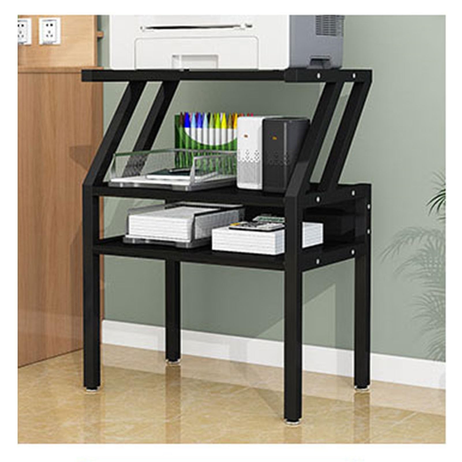 ZFUCMAYL Printer Stand,Printer Stand with Storage,3 Tiers Media Storage Cabinet,Multipurpose Home Office Organizer for Fax Machine Copier Printer Scanner (Color : Style 3)