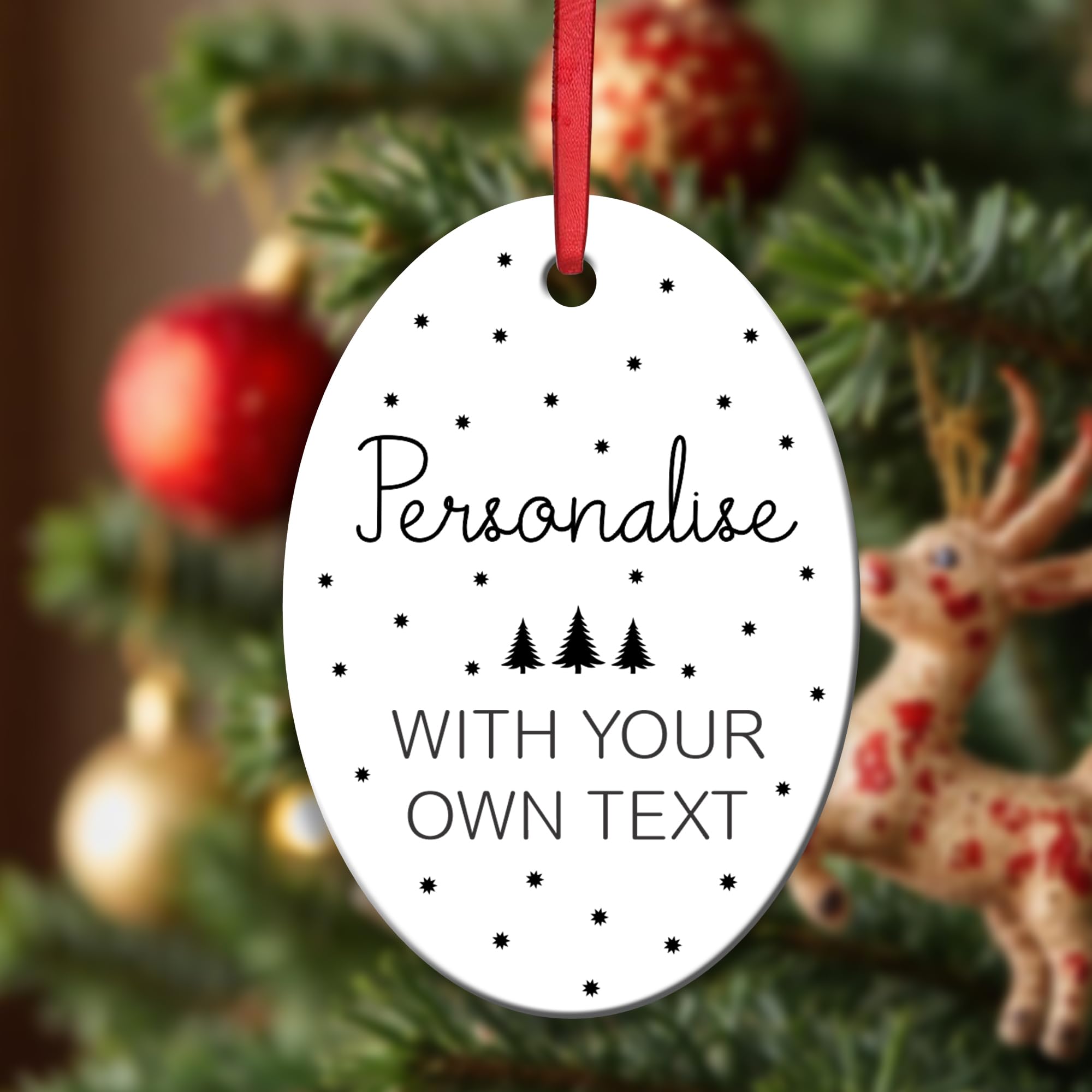 Kreatesquare White Personalised Christmas Bauble Oval Shape Ceramic Decoration