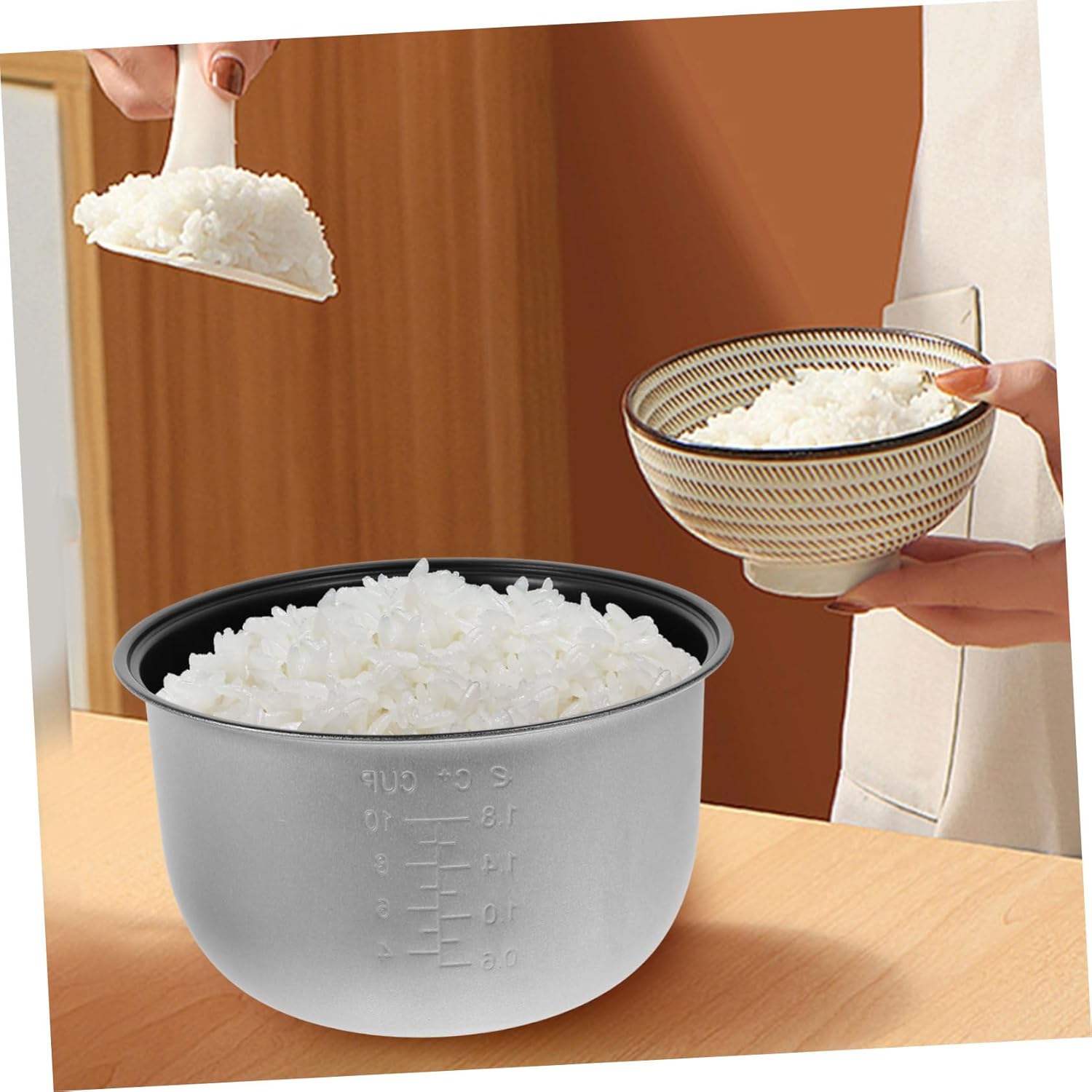 Electric Pressure Cooker Inner Pot Universal Non-Stick Metal Cooking Liner Compatible Most Pressure Cookers 6 Quart Size Easy to Clean for Home Cooking