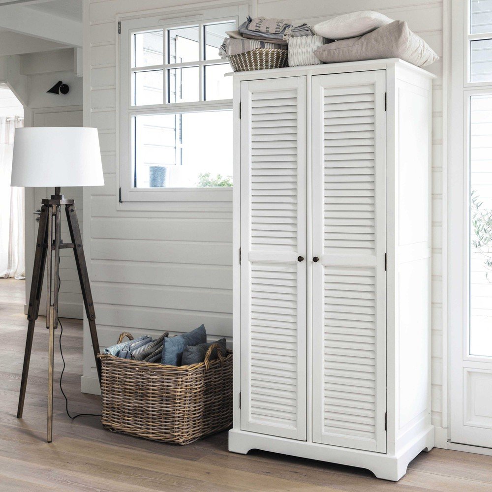 APRODZ Mango Wood Double Doors Multipurpose Storage Montreal Wardrobe Almirah for Living Room | White-picture-11