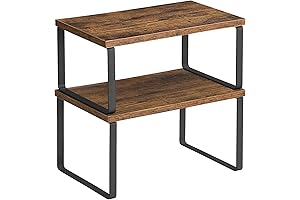 Double Layer Wood And Metal Countertop Shelf