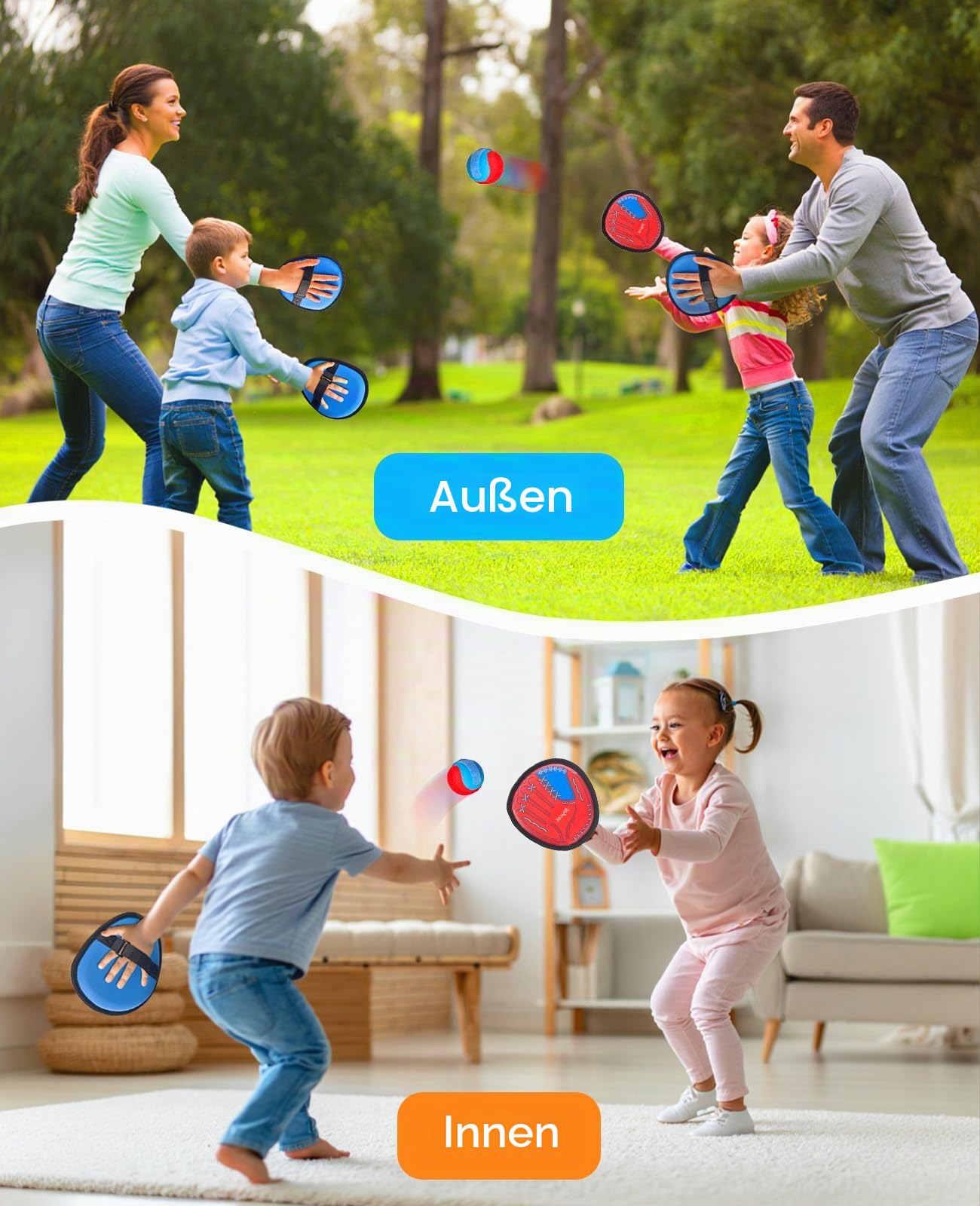 JoyCat Klettballspiel für Kinder Klettball Strandspielzeug Outdoor Spielzeug Wurfspiel Kinder Erwachsene Garten Outdoor Draußen Strand Spiele Klettspiel Kinder Spiele Geschenke 4 5 6 7 8 9 10 Jahre