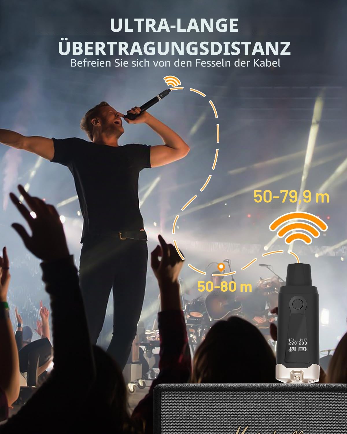 STRICH M2 UHF Drahtloses Mikrofone Sender Empfänger, XLR Mic Adapter 16 Kanäle für dynamische Mikrofone, 9-24V Phantomstrom für Kondensatormikrofone, kompatibel mit Audio-Mischpult, PA-Lautsprechern