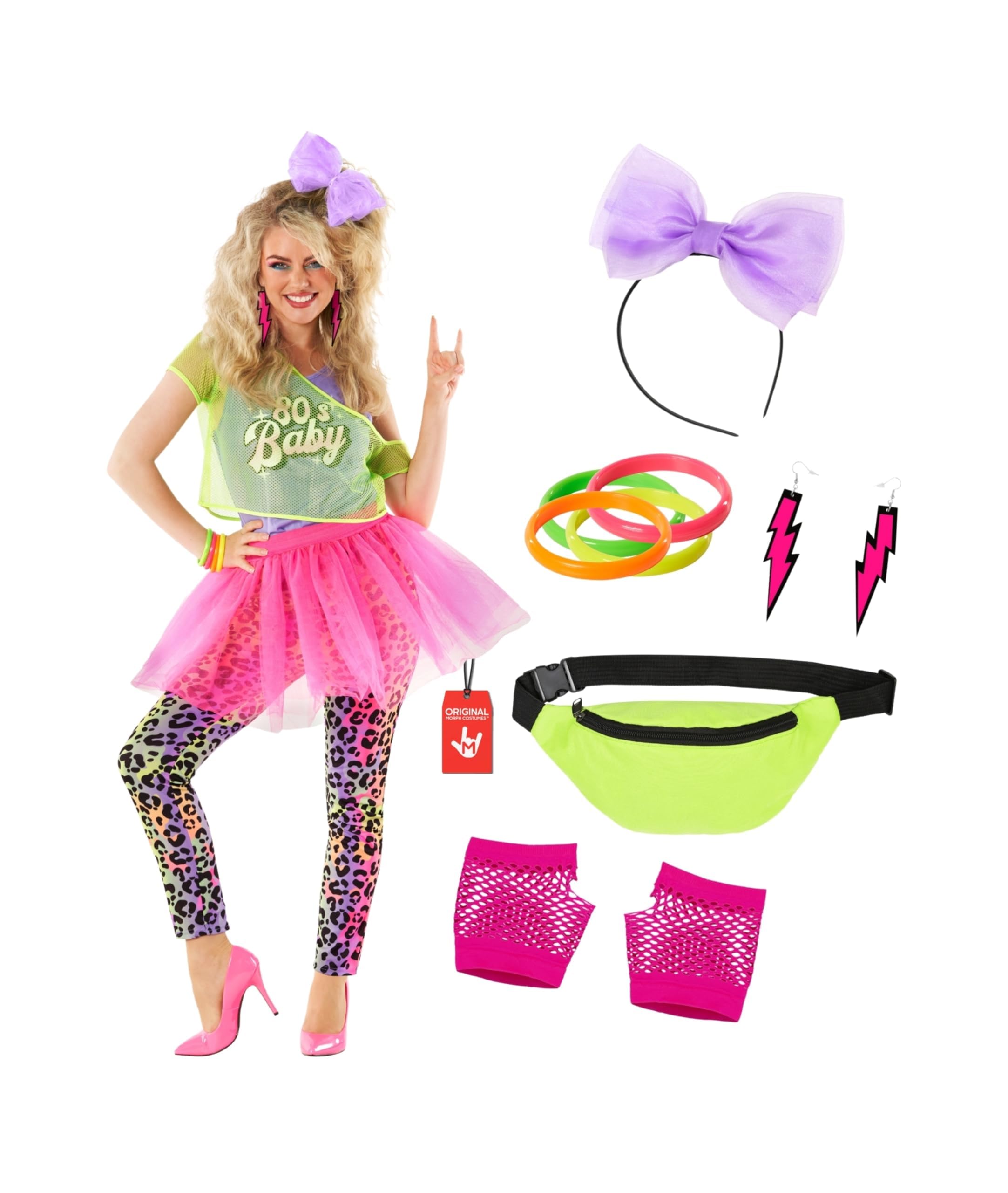 Morph 80s Fancy Dress For Women With 80s Accessories For Women 80s Costume  Women 1980s Fancy Dress Womens Halloween Costume 2XL - BigaMart