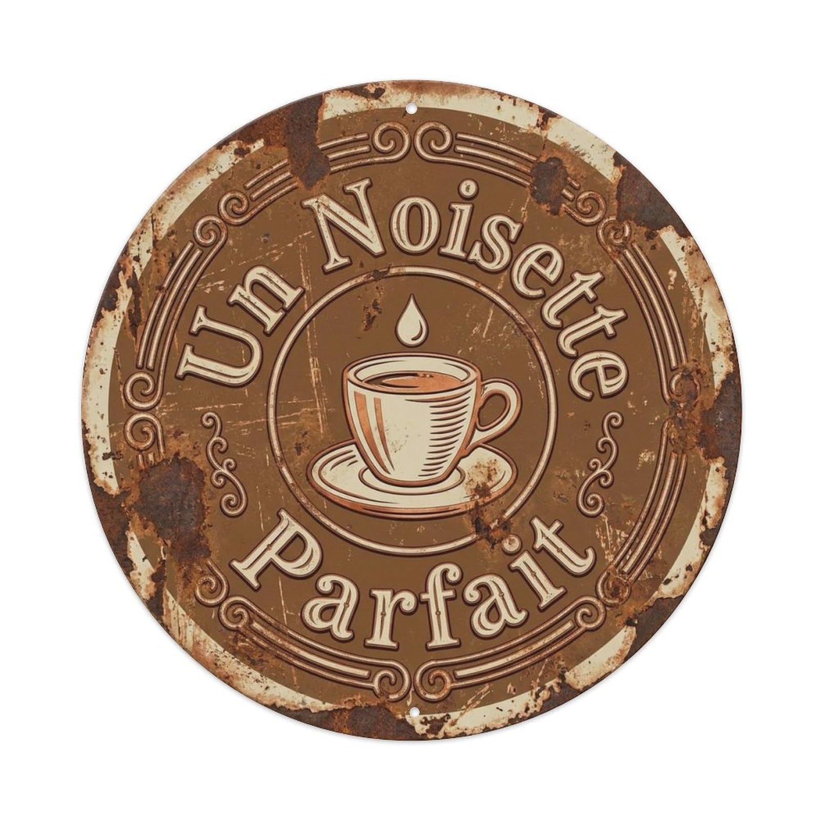 Hazelnut Cafe Cappuccino Bistro Coffeehouse Classic Metal Tin Sign Plaque Wall Decor for Cafe, Man Cave, Club Bar, Office, Home Garden Round Metal Poster 8x8Inch