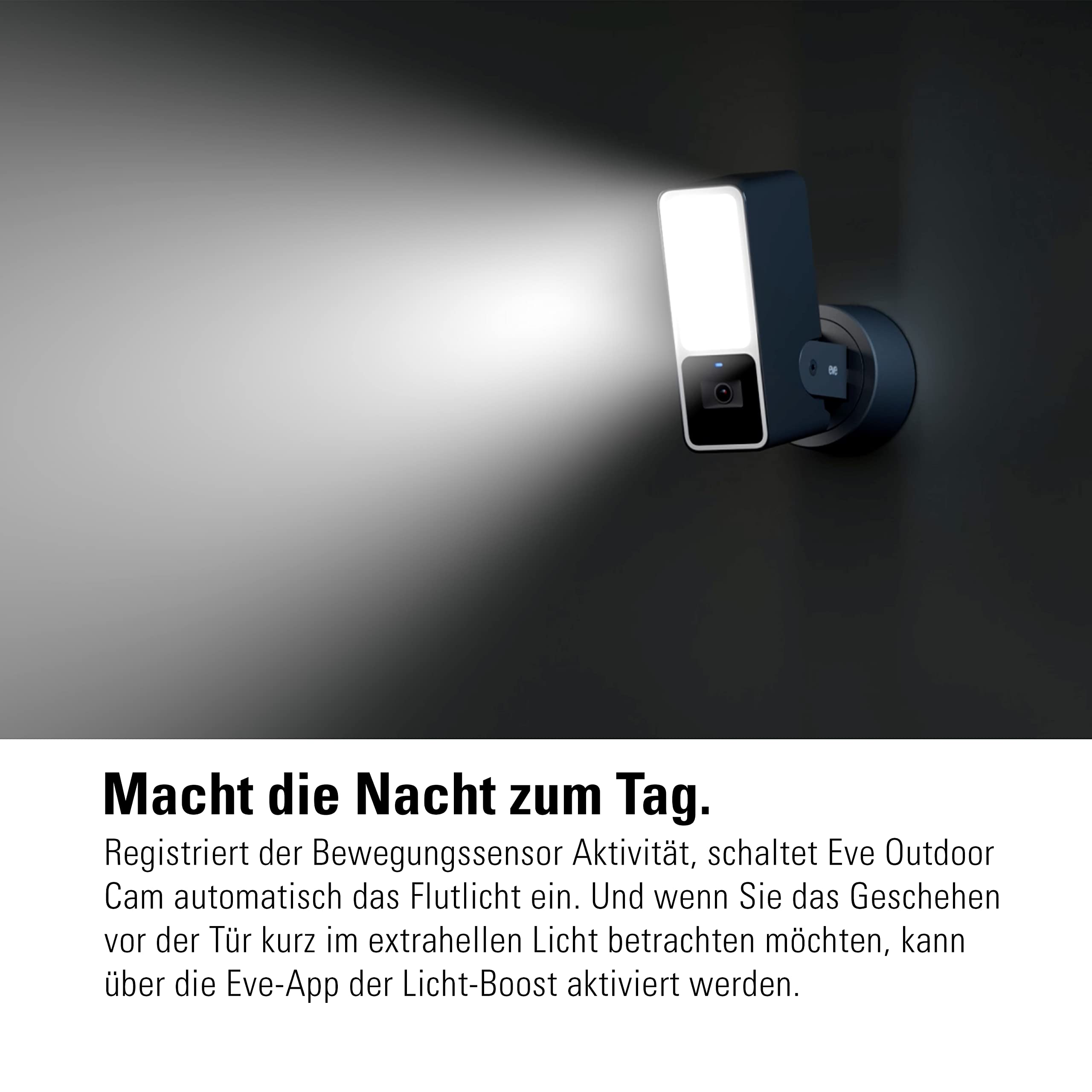 Eve Outdoor Cam (Apple Home) 2er-Pack – Smarte Außenkamera mit Flutlicht | Sicherheit & Privatsphäre (HomeKit Secure Video), Nachtsicht, Bewegungsmelder, Gegensprechanlage, WLAN (2,4/5 GHz)