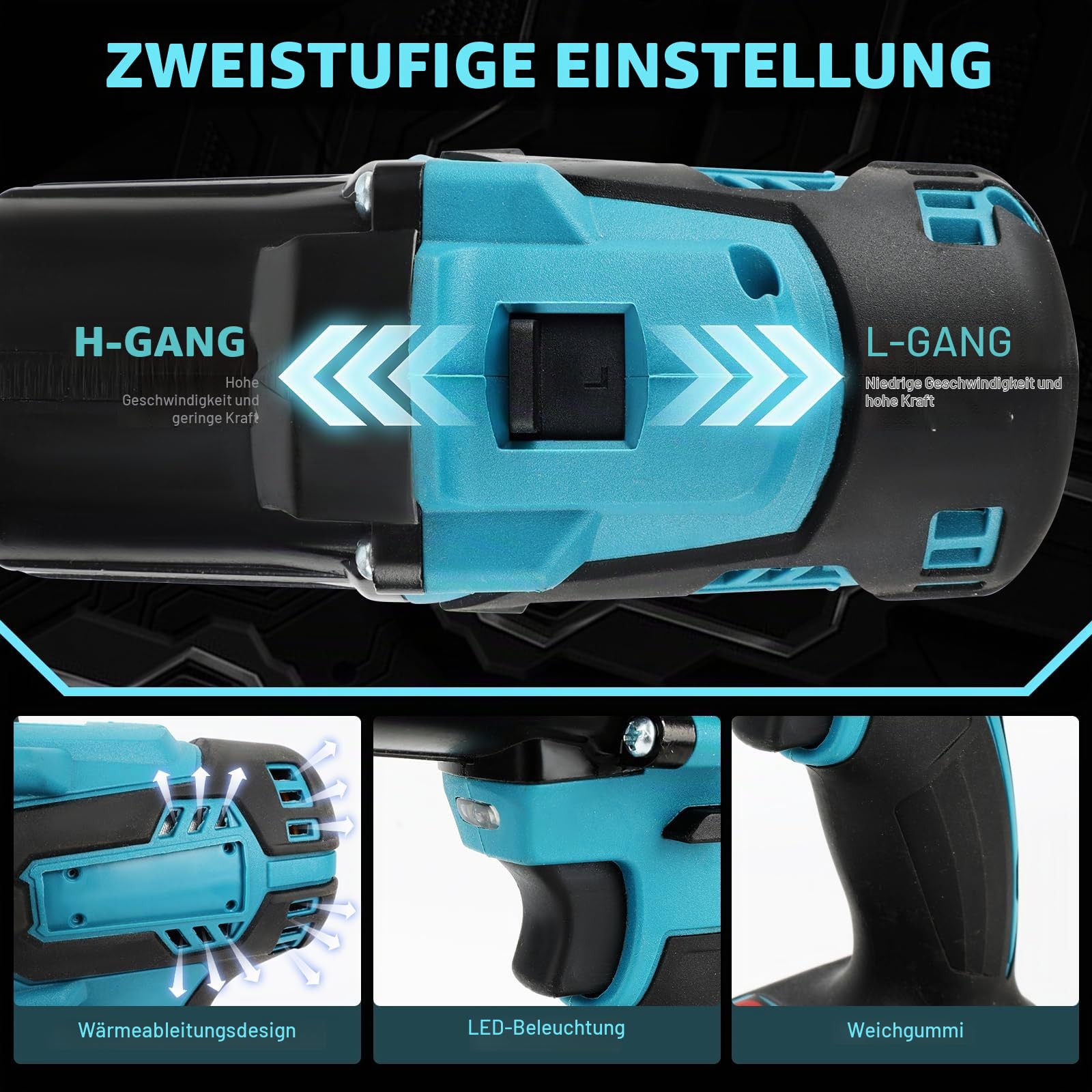 LIROPAU Akku Nietzange Kompatibel mit Makita 18V Akku | 2 in 1 Elektrische Nietmutterpistole mit Mundstücken M6/M8 und Handschuhe für 2,4-4,8 mm Nieten (ohne Akku, ohne Ladegerät)