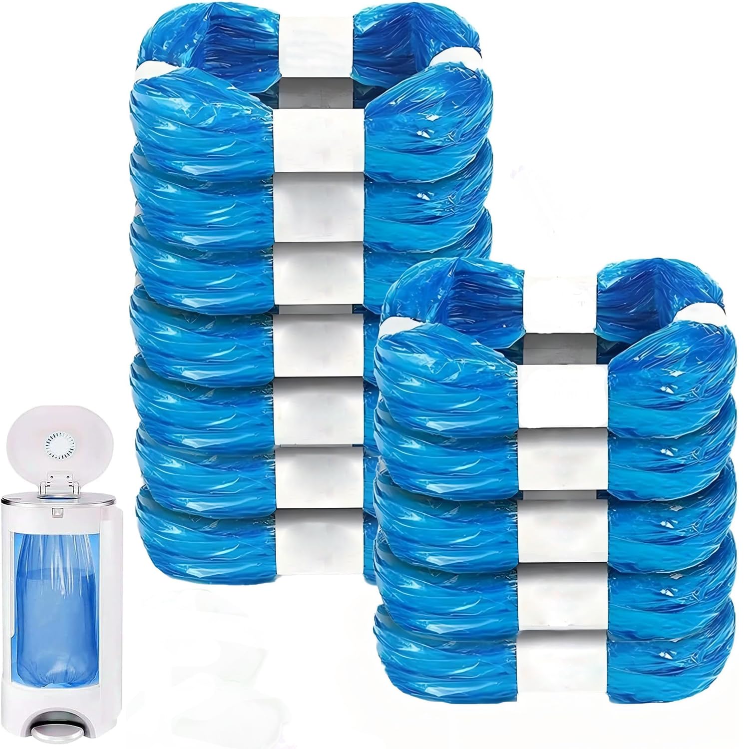 Recharge Sac Poubelle à Couches - 12 Pièces - 7 Couches Anti-odeurs - Longueur 4.5 M, Largeur 26 Cm - Compatible Avec La Plupart Des Poubelles à Couches - 6