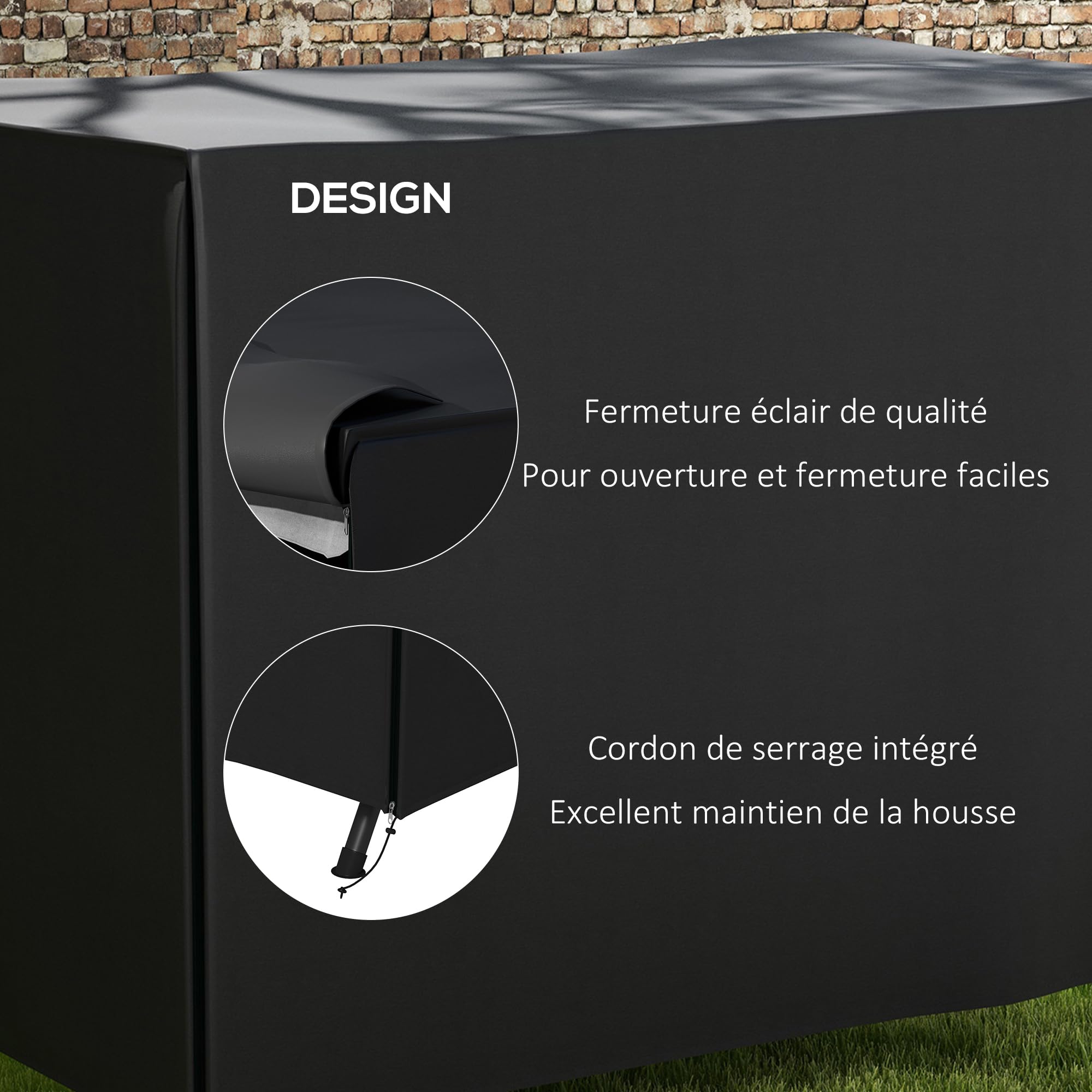 Outsunny Housse de Protection balancelle de Jardin 3 Places bâche étanche dim. 2,05L x 1,24l x 1,64H m Oxford Haute densité 600D Noir