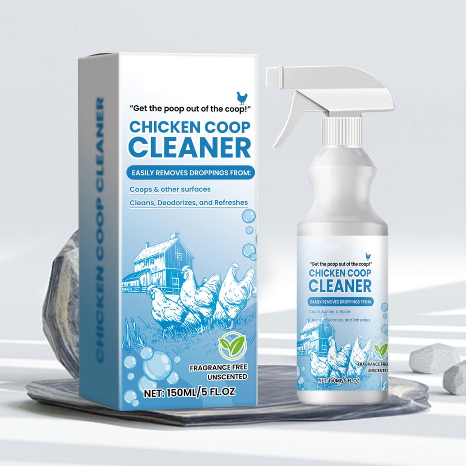 Coop Refresh,Spray de control de olores, limpiador y desodorante de gallineros, limpiador natural de segura para eliminar la suciedad y los olores