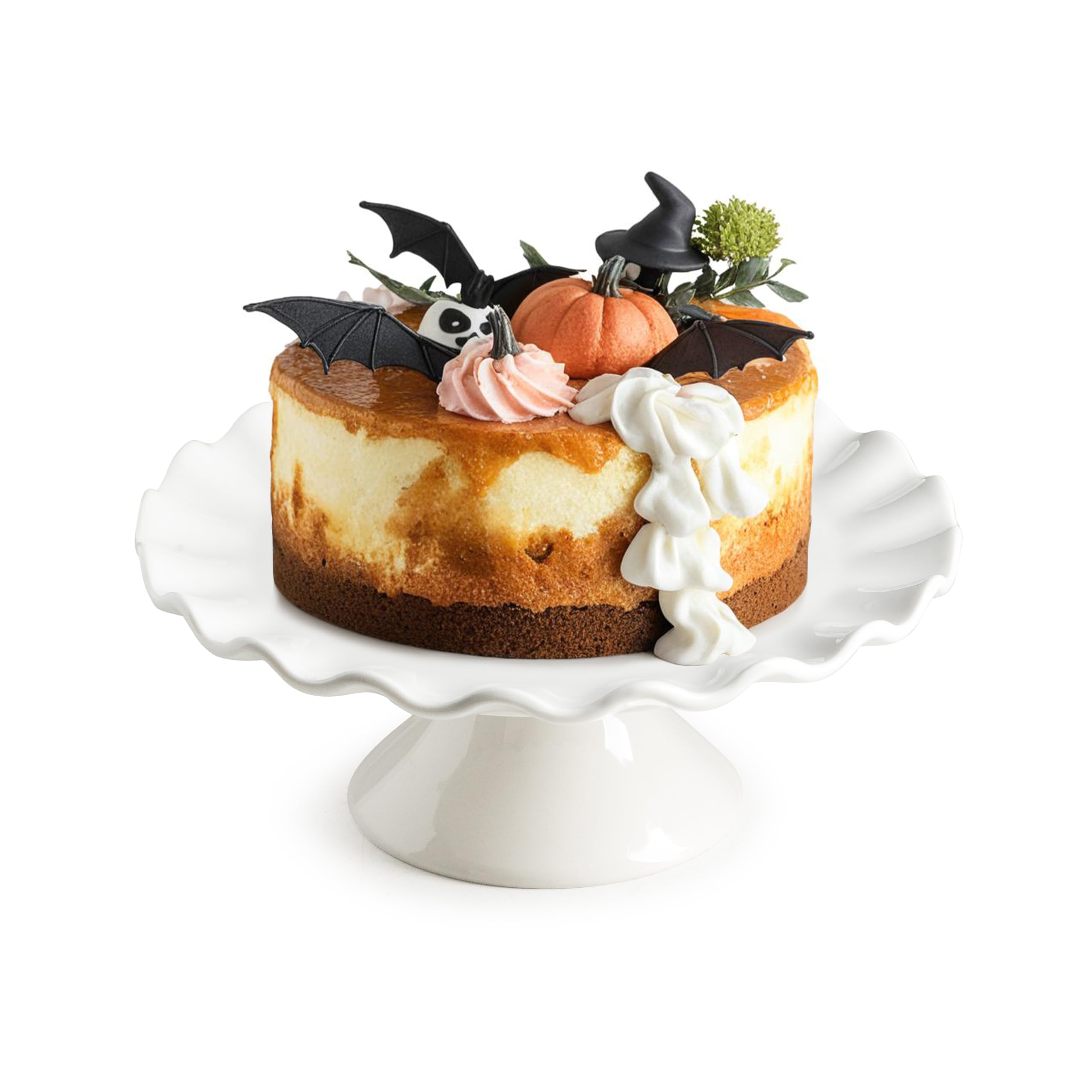 Small Cake Stand for Cupcakes, Donuts, 8 Inch Porcelain Cake Stand for Dessert Table, Vintage Cupcake Platter for Tea Party Decorations, Mini Dessert Display Stand - for 6" Cakes