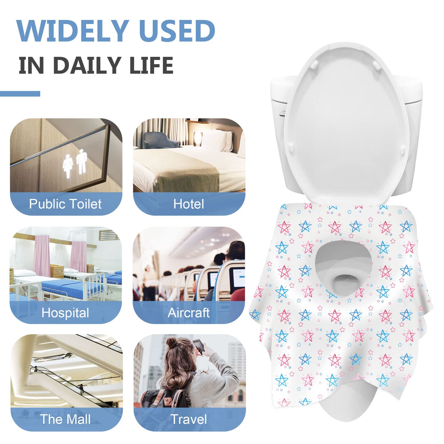 Copriwater Monouso Yoassi 25pcs - Extra Large 62x65cm, Antibatterico, Impermeabile, Ideale Per Viaggi E Bagni Pubblici - Foto 6