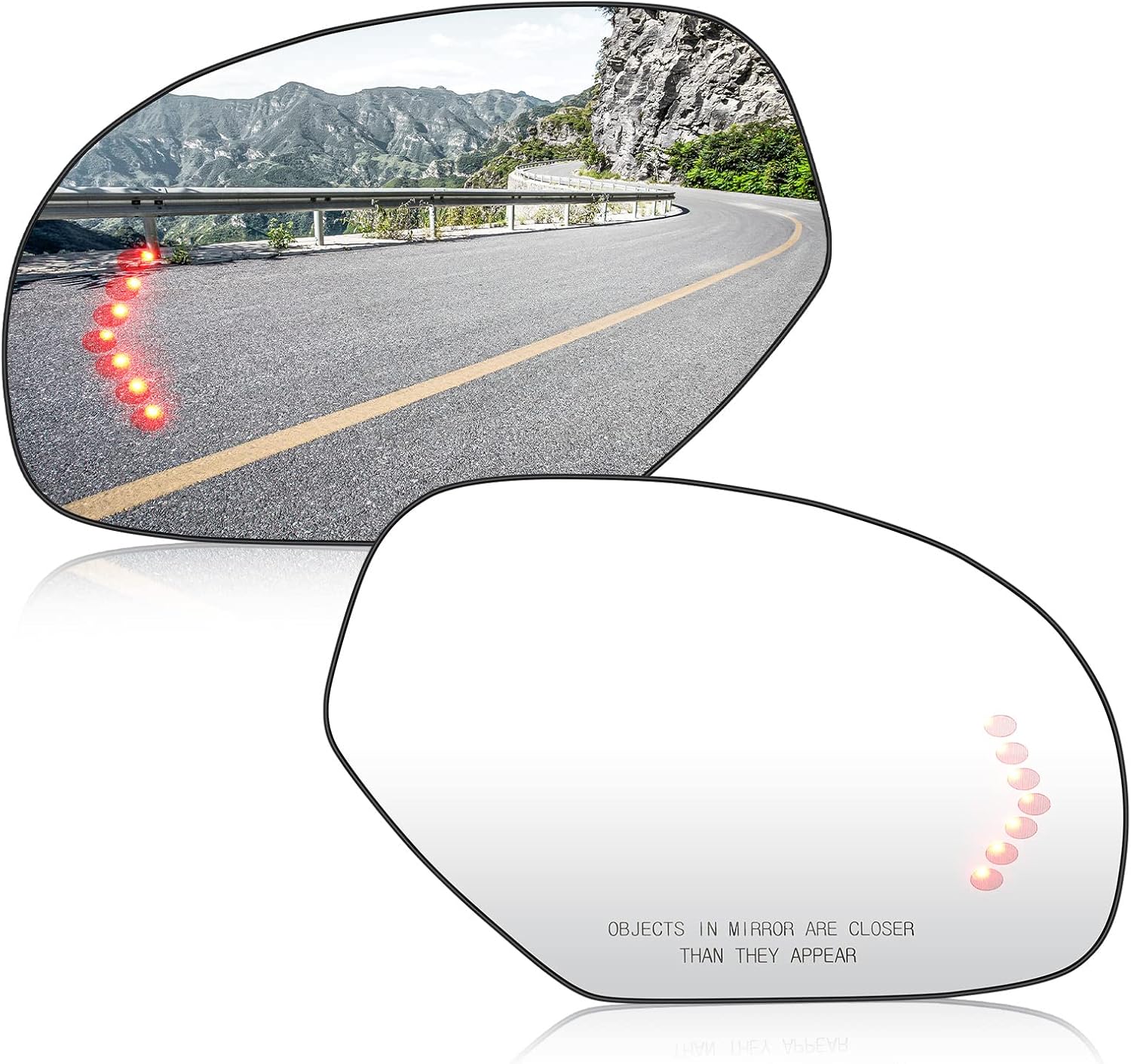 Left & Right Side Heated Mirror Glass Fits for 2007-2014 Cadillac Escalade Chevy Avalanche Silverado Suburban Tahoe GMC Sierra Yukon 1500 2500HD 3500HD for GM1324138 2 PIN & 4 PIN, w/o Blind Spot