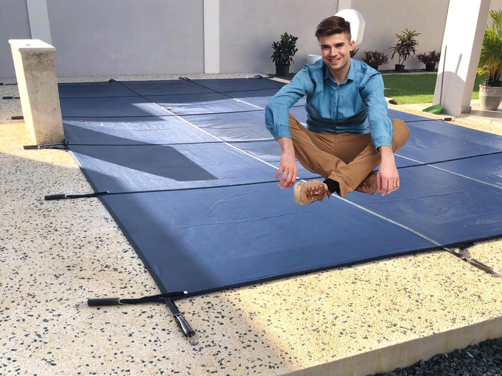 Bâche de piscine creusée robuste, protection hivernale haute résistance pour piscine, assure la sécurité des adultes, des enfants et des animaux domestiques, solution durable et anti-poussière pour