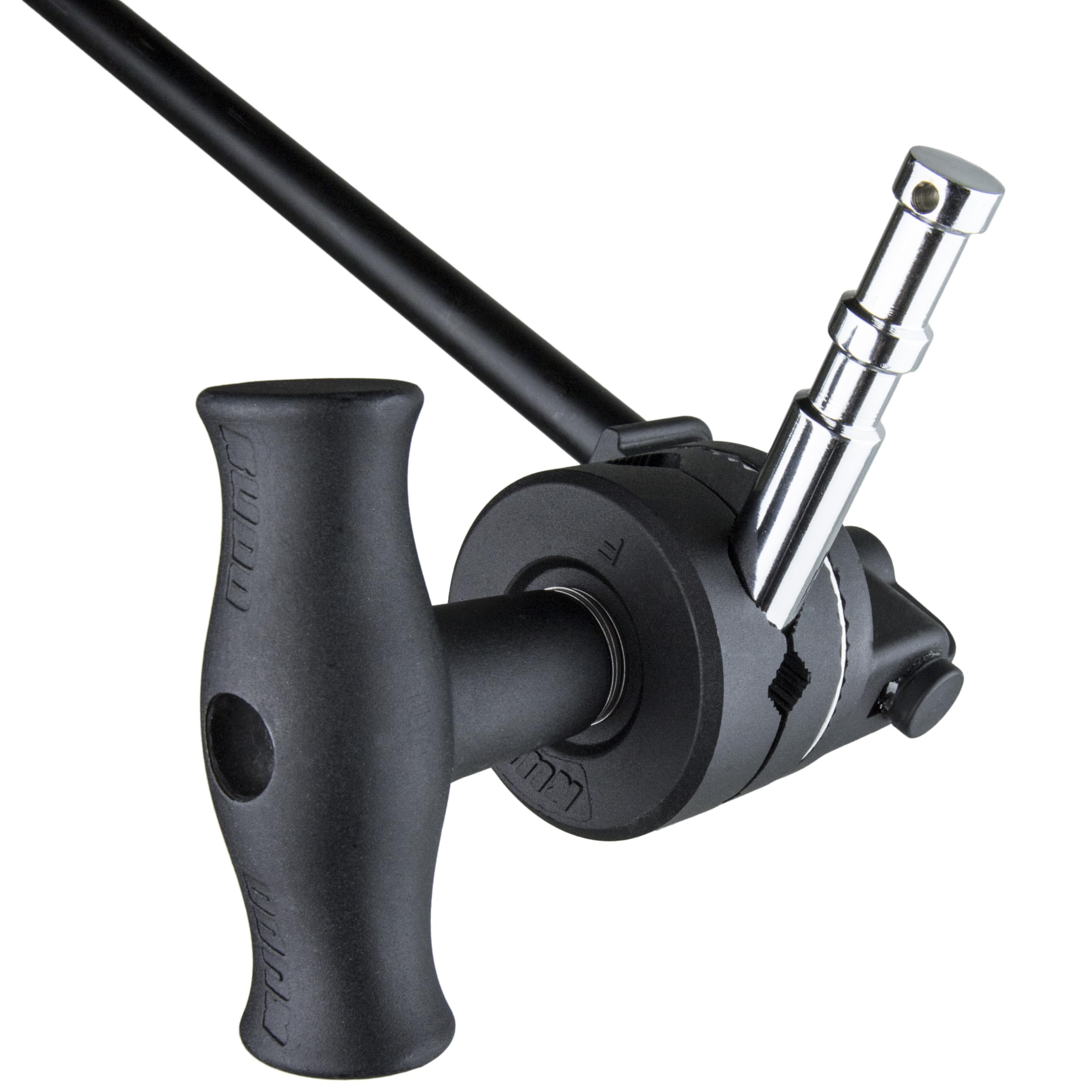 Supporto doppio KUPO KS‑074 in acciaio cromato, doppio perno “baby” da 16 mm, lunghezza 12,5 cm, ideale per fissare lampade a morsetti o bracci con grip head