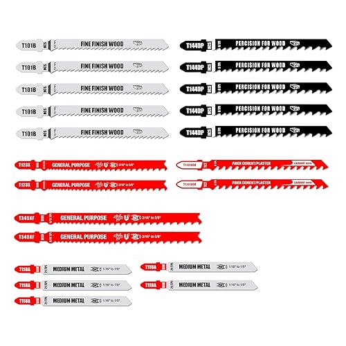 FOXBC Juego de hojas de sierra de calar de carburo con vástago en T para múltiples, repuesto para Bosch TC21HC - Paquete de 21