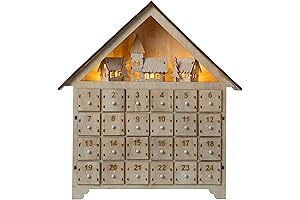 Glitzhome Wooden Christmas Countdown Day Calendar with Drawers