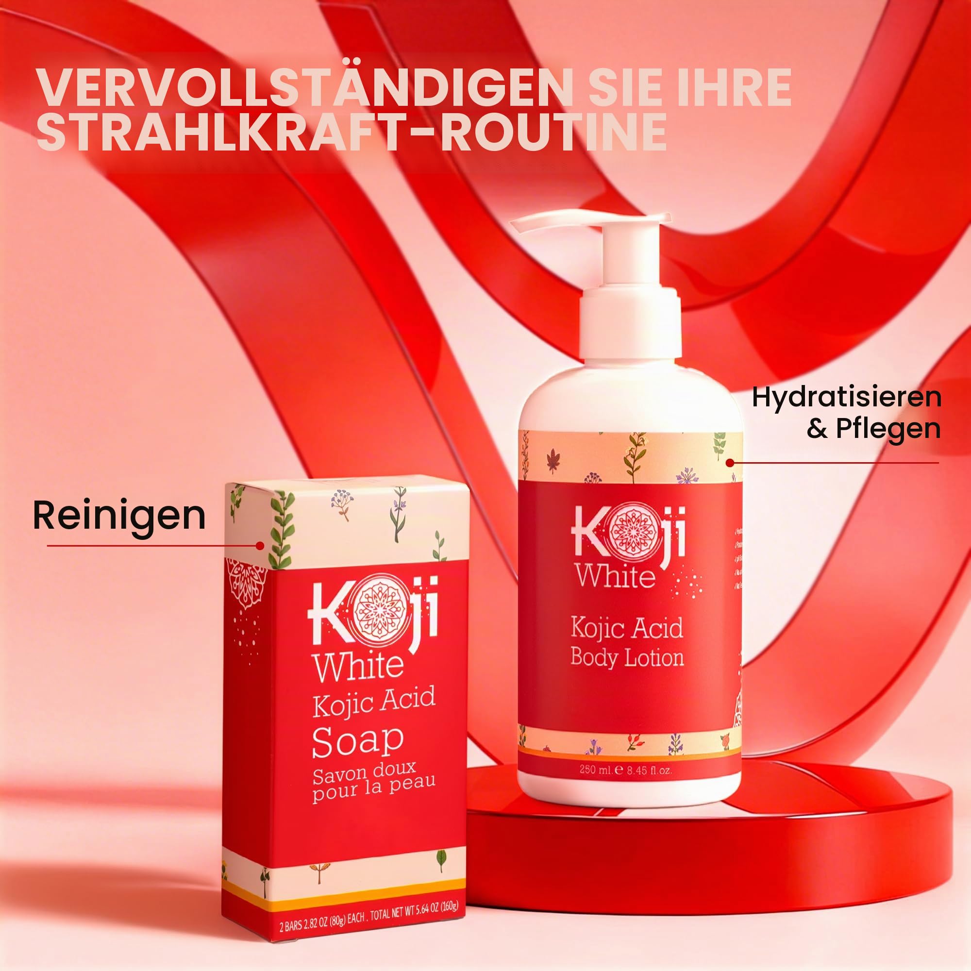 Koji White Kojic Acid Skin Brightening Body Lotion - Daily Moisturizer & Glowing Skin, Dark Spots, Boost Hydrating, Sun Damage Skin, Uneven Skin Tone, Paraben-Free, Vegan, 8.45 Fl Oz Bottle