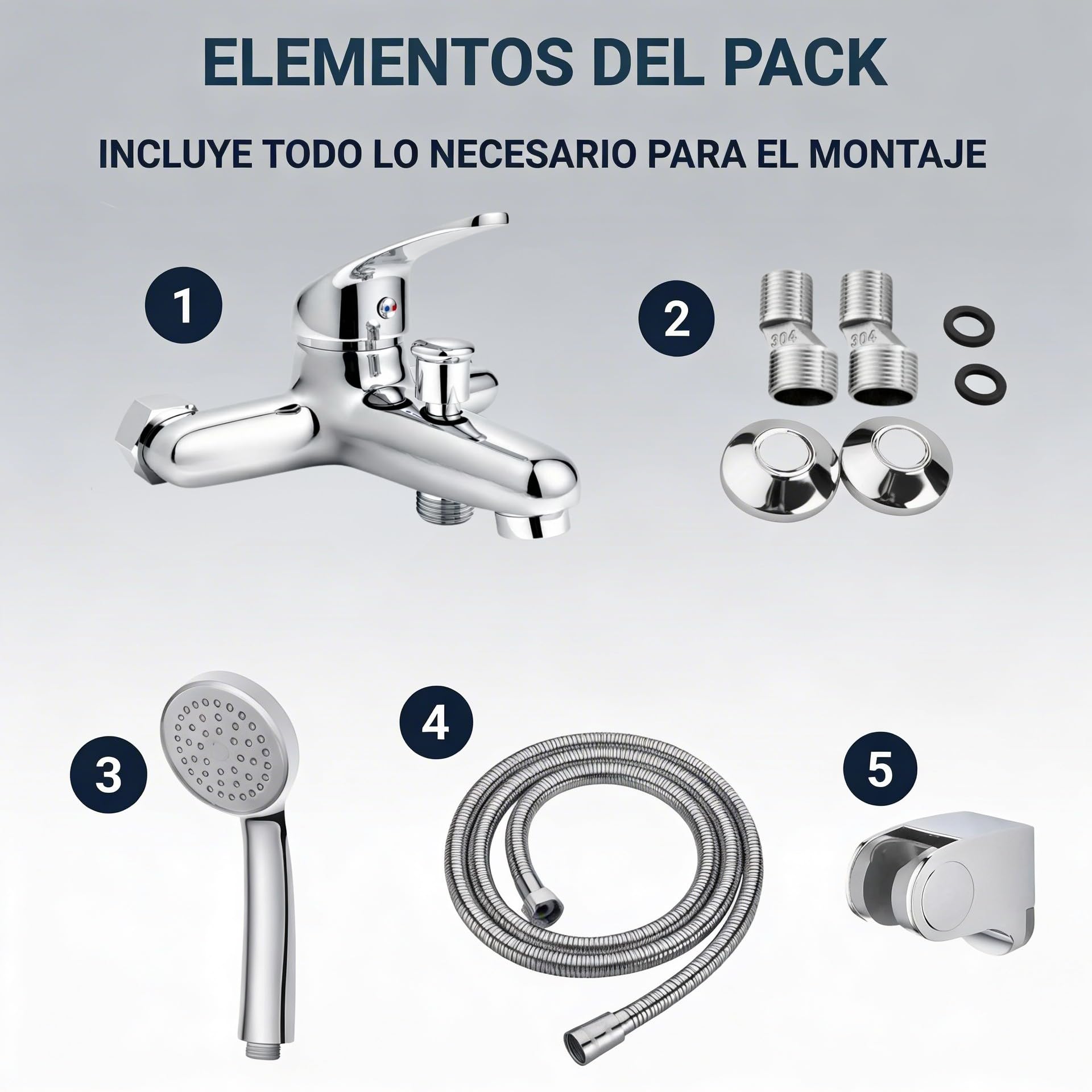 Grifo Bañera - Grifo Bañera y ducha - Monomando ducha - Grifo ducha | Set Grifo de Bañera - incluye todo lo necesario para su montaje - conexiones universales