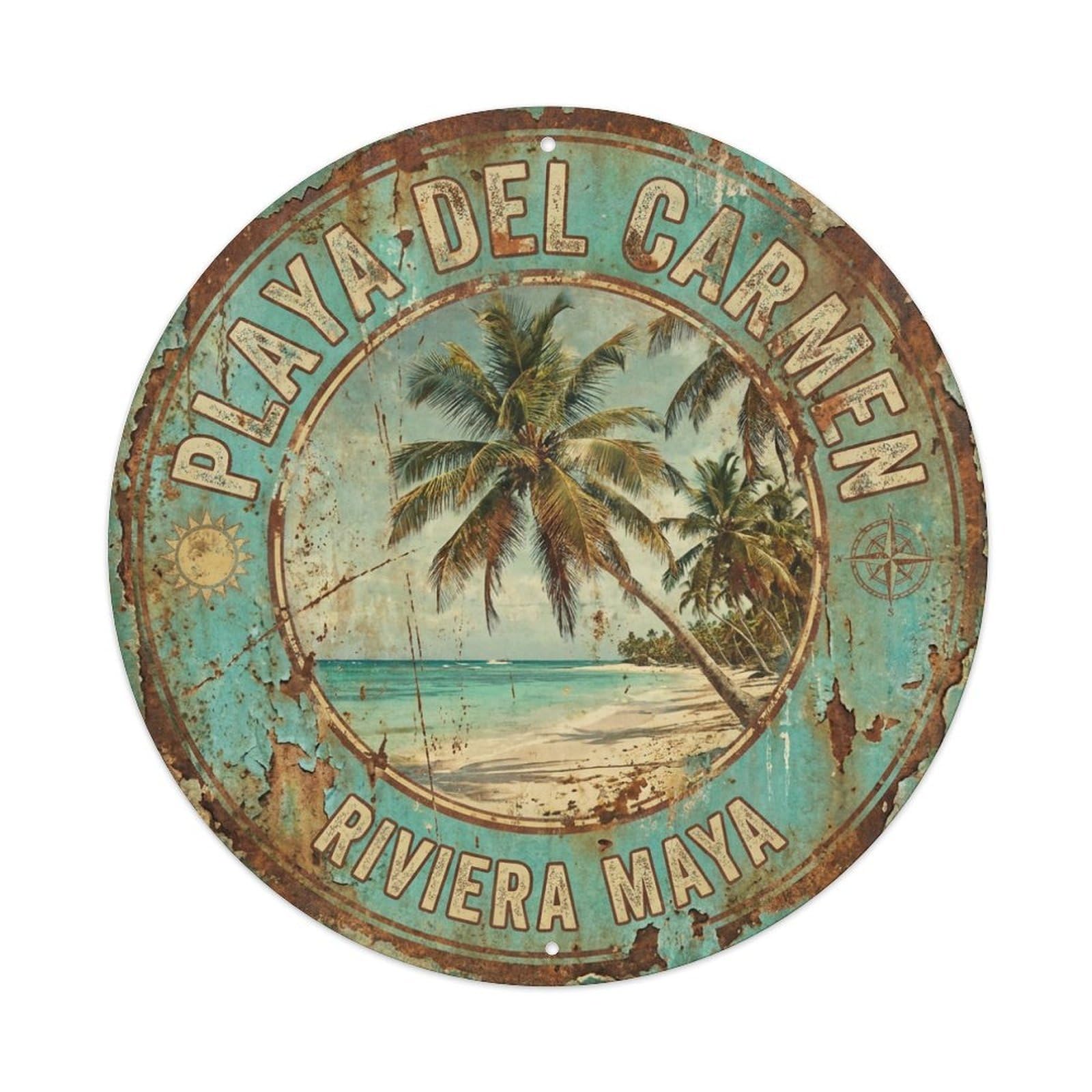 Tgrcjimh Style Metal Tin Sign Retro Travel Mexico Playa Carmen