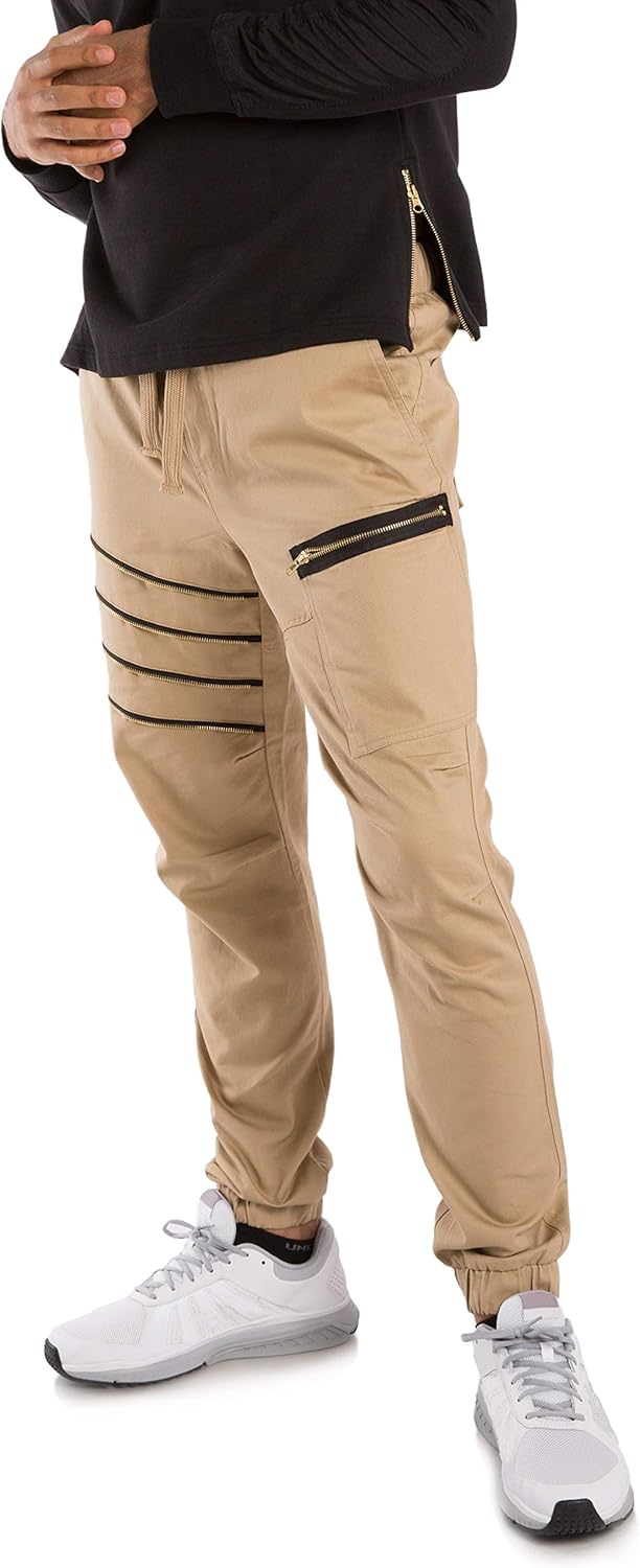 Khaki joggers with zippers Clearance