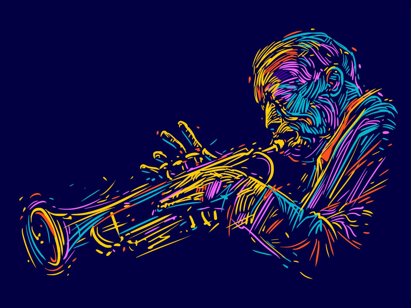 Oedim Leinwand-Poster für Musik mit Jazz-Trompete | 300 x 150 cm | robustes und preisgünstiges Material | Wandteppich für Zimmerdekoration