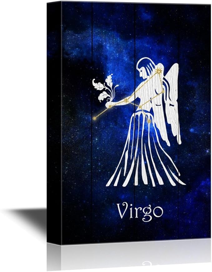 wall26 - 12 Zodiac Signs Constellation Canvas Wall Art - Virgo - Gallery Wrap Modern Home Art | Ready to Hang - 12x18 inches
