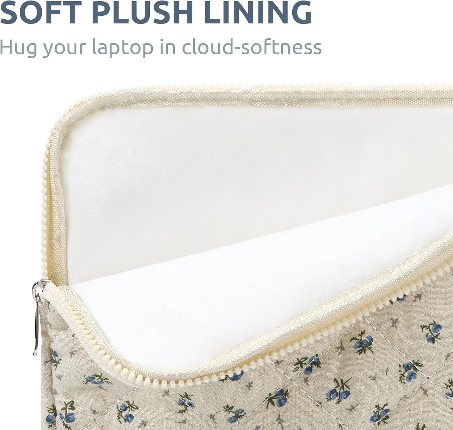 Housse Ordinateur 13-14 Pouces Matelassée Motif Floral Compatible MacBook Air 13 Pro 14 M5 M4 M3 M2 M1