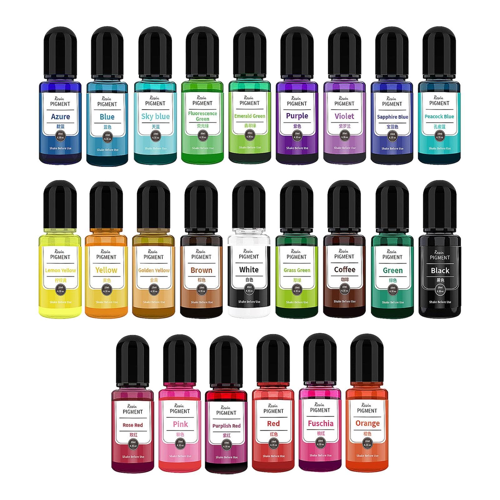 Pigmento Líquido para Resina Epoxi de Colores Vibrantes, 10 Ml, para Resina Translúcida, Tinte para Pintura, Dibujo, Manualidades, 24 Piezas, Individual