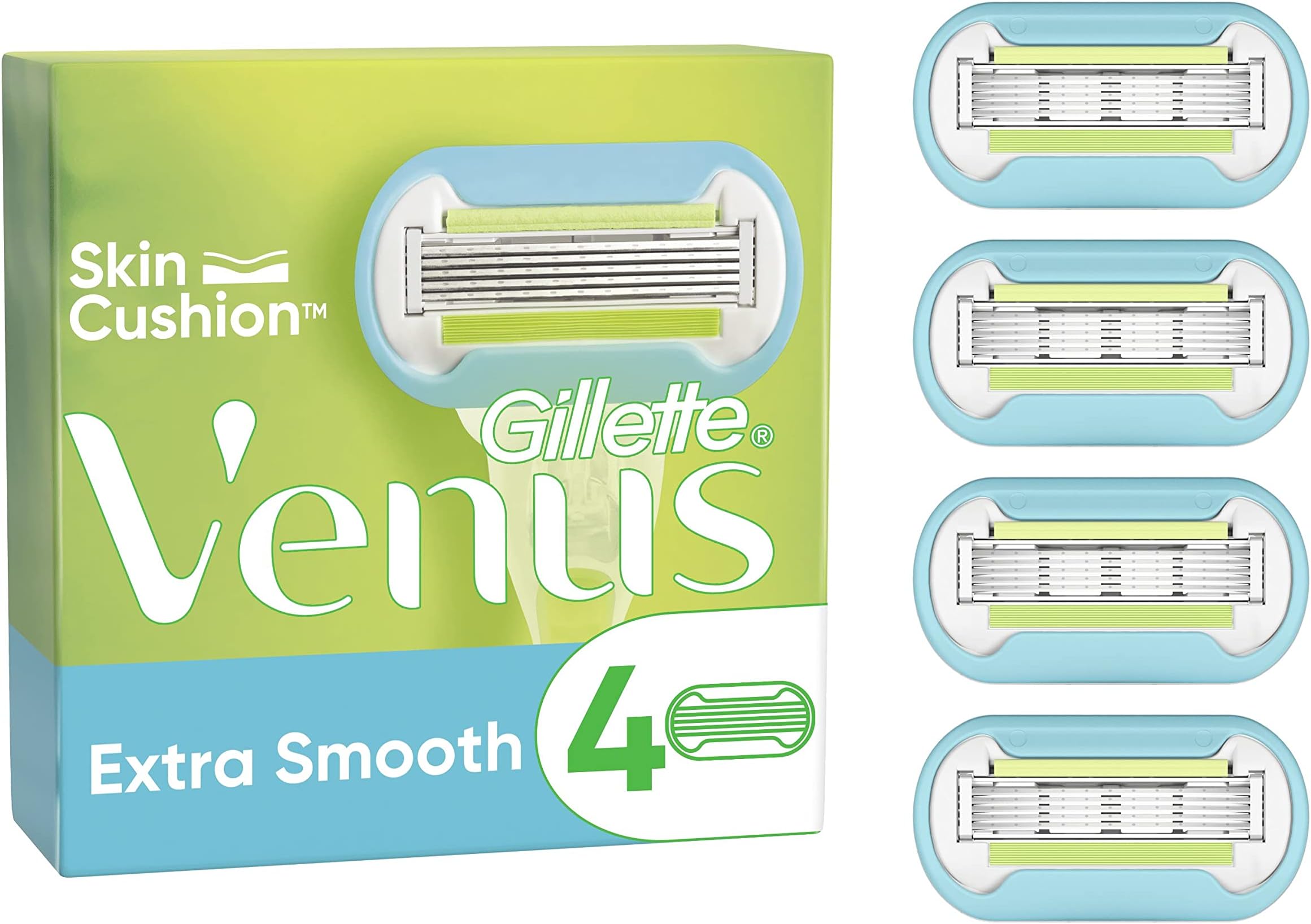 Extra Smooth Razor Blades Women, Pack of 4 Razor Blade Refills, Lubrastrip with A Touch of Avocade Oils