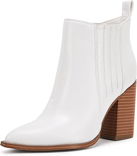 Botines de tacón de bloque medio apilados con punta puntiaguda para mujer