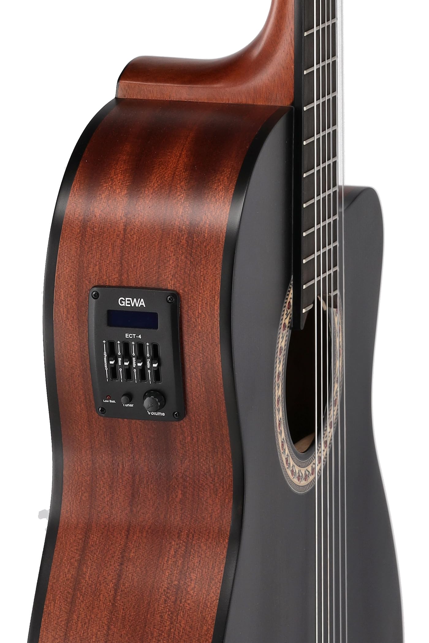 LUTHIER MANUEL RODRÍGUEZ E-Akustikgitarre Caballero Principio - Black Top Cut - Massive Fichtendecke schwarz - Boden/Zarge Sapelli Mahagoni - ETC-4 Preamp - CA-PM SB