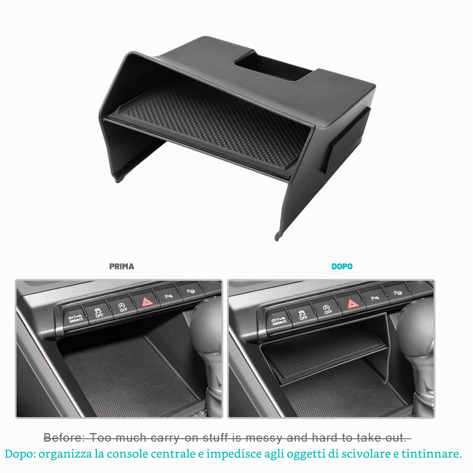CDEFG Compatibile con Audi Q3 F3 2019-2022 2023 2024 2025 organizer per console centrale Q3 F3 vano portaoggetti inferiore alla console centrale Q3 F3 mk2 Sportback 2025 accessori