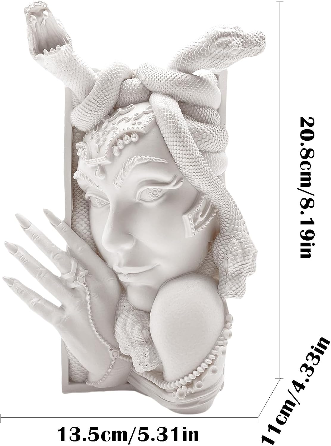Medusa Head Book Nook, Unique Snake Women Face Decorative Bookends, Heavy Duty Book Stopper for Home Office Desk, Vintage Shelf Decor (White)