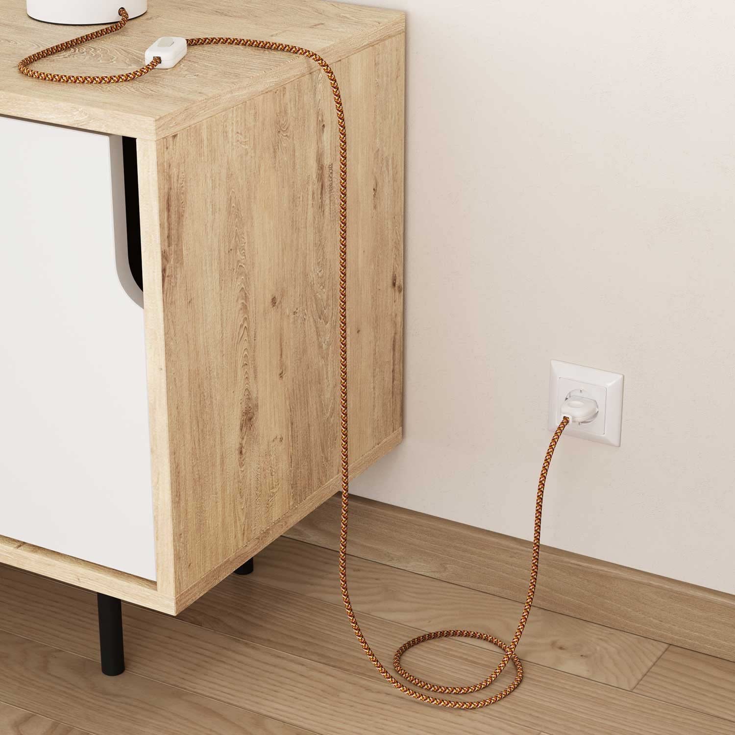Creative-Cables L'originale cavo elettrico rivestito in tessuto 2 x 0,75 mm² (50 m, Pixel Arancione RX01) – Rotondo, effetto seta – Sicurezza certificata, made in Italy