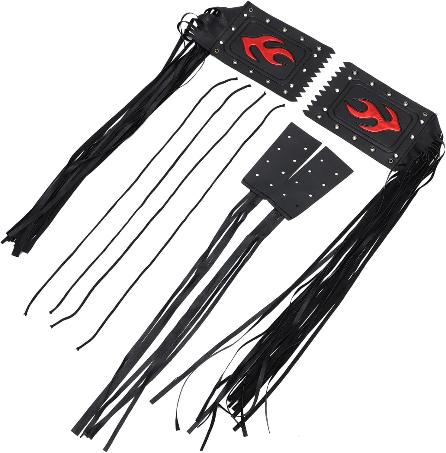 Motorcycle Handlebar Tassels Vintage Flame Streamer Grips 1 Pair for Custom Motorcycles Easy to Install Fringe Cover for Bike Enthusiasts