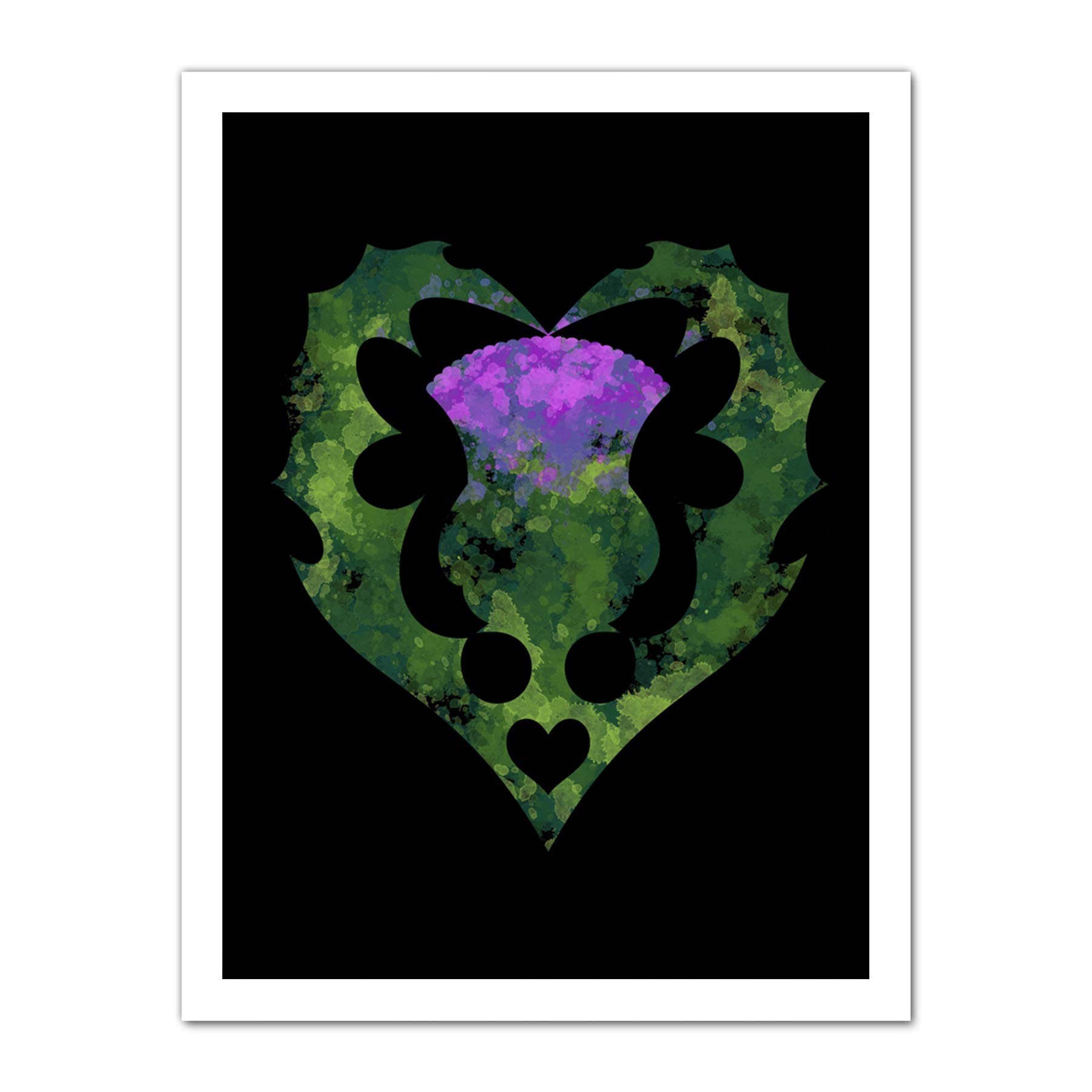 Wee Blue Coo Thistle Scottish Flower Heart Artwork Framed Wall Art Print 18X24 Inch