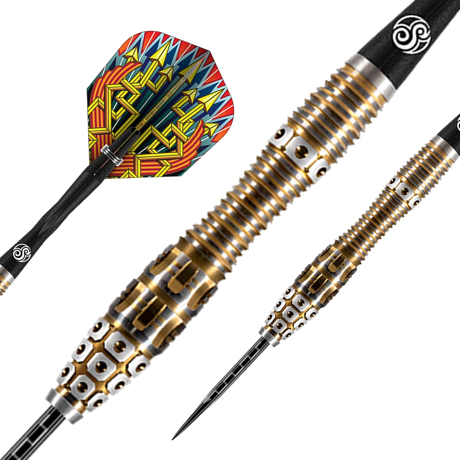 Shot Darts Steel Tip, Roman Empire Legion (23g/ 24g/ 25g) 90% Tungsten Barrels, Front Balanced with Secure Grip, Professional Dart Set and Flights Made in New Zealand, Metal Tip Bar Darts