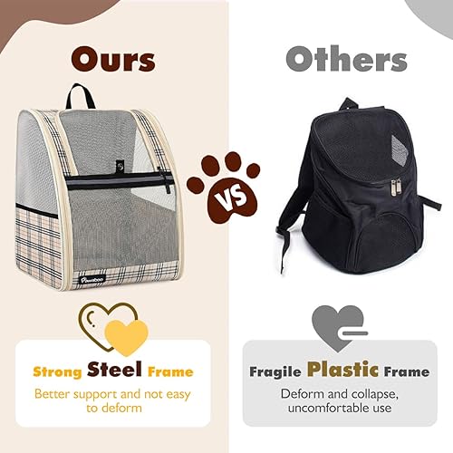 Miniatura 10 de Pawaboo Mochila transportadora grande para gatos, mochila transportadora para perros pequeños y medianos, totalmente ventilada, marco de acero