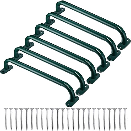 Zonon Juego de 6 manijas de seguridad para patio de recreo de 17 pulgadas, juego de columpios de metal para niños, juego de columpios al aire libre,