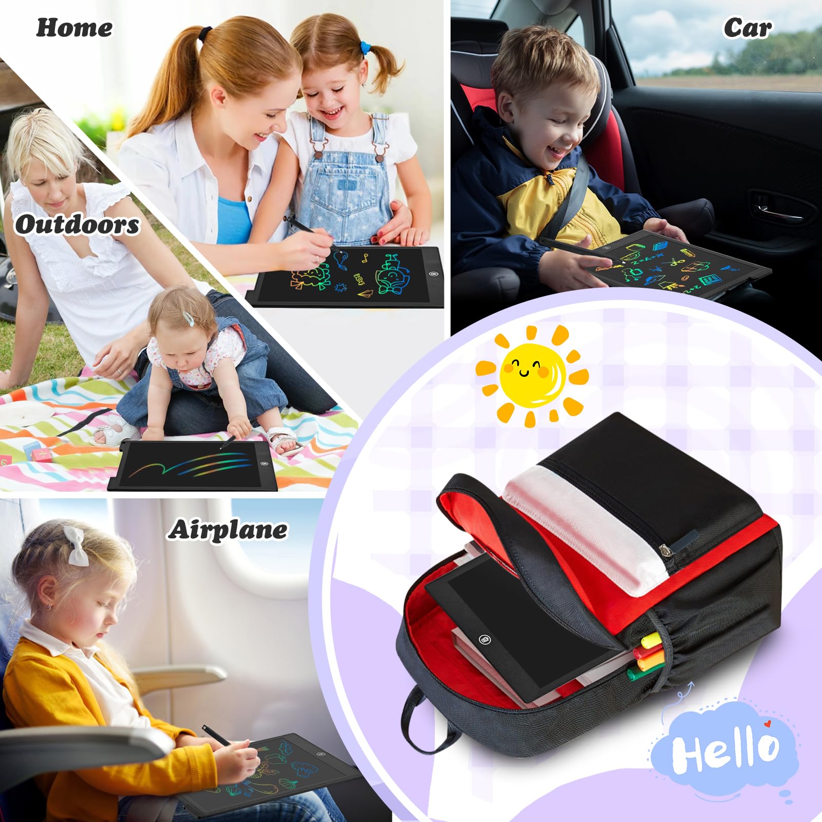 Tavoletta Grafica Bambini 12 Pollici,cimetech Lavagnetta Cancellabile 2 3 4 5 6 7 8 anni Portatile Lavagna Elettronica con Penna, Corda Elastica, Regali di Natale Giocattoli per Bambina Bambino