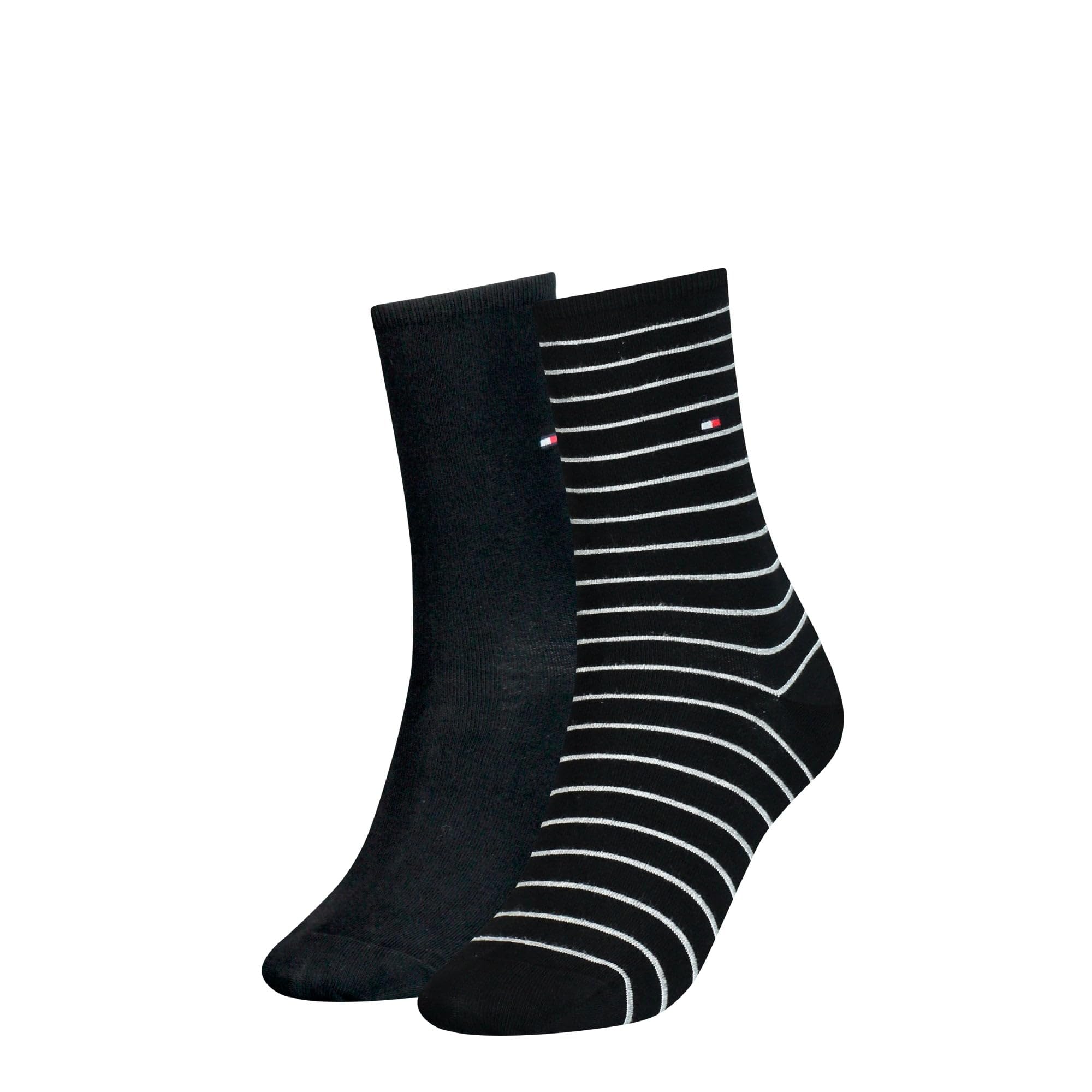 Tommy Hilfiger 2-Pack Small Stripe Women's Socks, Black 5.5-8 Black