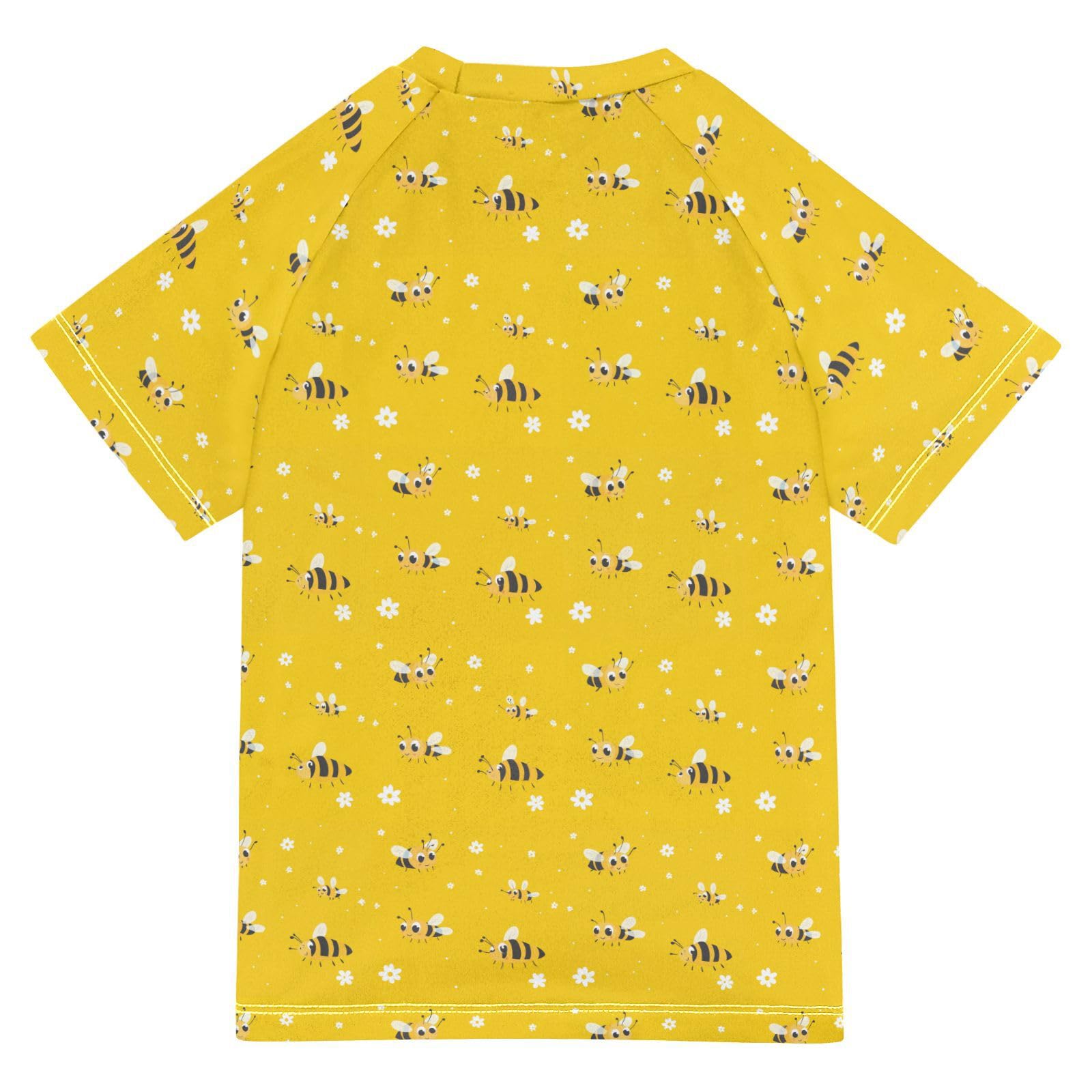 Bathing Suit Kids Short Sleeve Girls Rashguard Swimsuit 4T Yellow Honeybee Flower